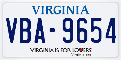 VA license plate VBA9654