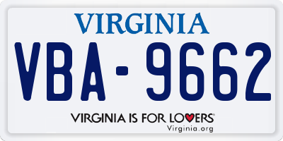 VA license plate VBA9662