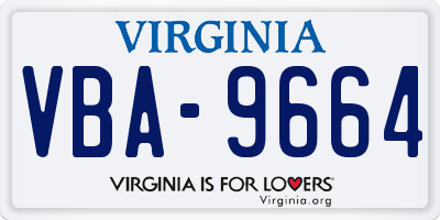 VA license plate VBA9664
