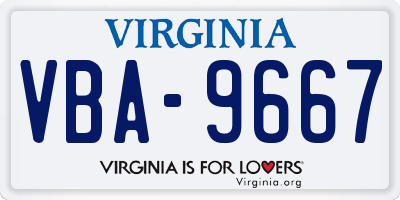 VA license plate VBA9667