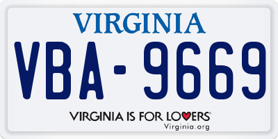 VA license plate VBA9669