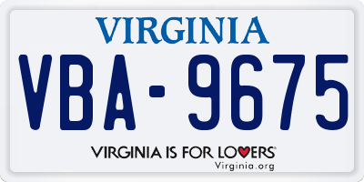 VA license plate VBA9675