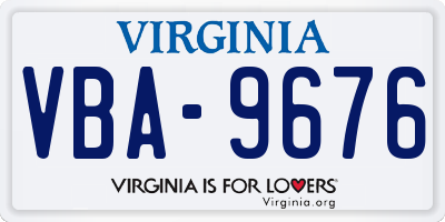 VA license plate VBA9676