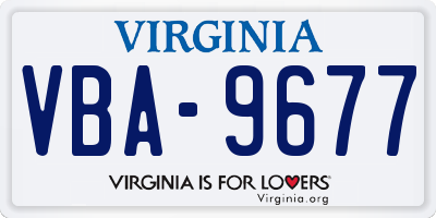 VA license plate VBA9677