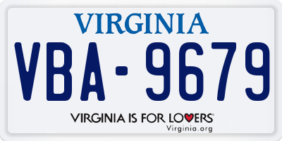 VA license plate VBA9679