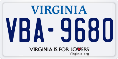 VA license plate VBA9680