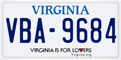 VA license plate VBA9684