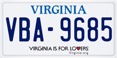 VA license plate VBA9685