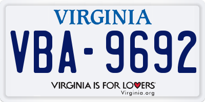 VA license plate VBA9692