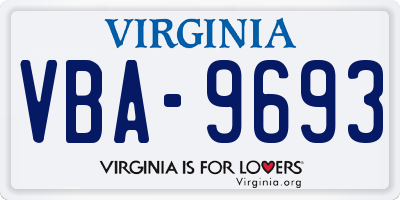 VA license plate VBA9693
