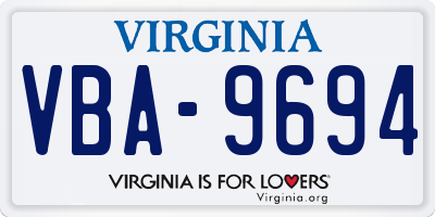 VA license plate VBA9694