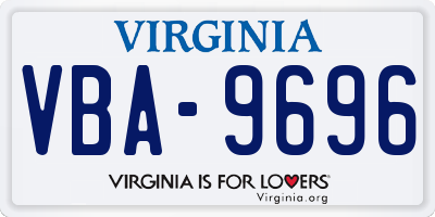 VA license plate VBA9696