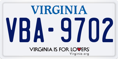 VA license plate VBA9702