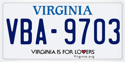 VA license plate VBA9703