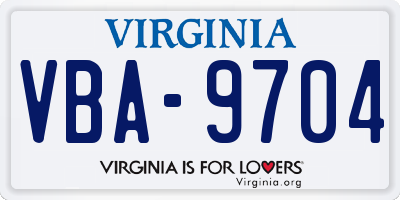 VA license plate VBA9704