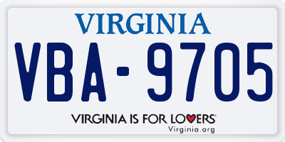 VA license plate VBA9705