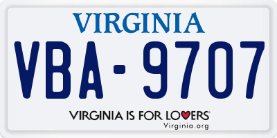 VA license plate VBA9707