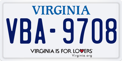 VA license plate VBA9708
