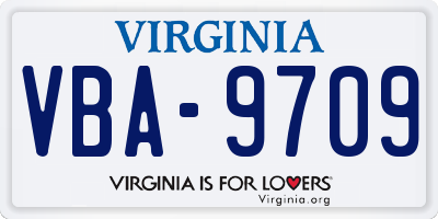 VA license plate VBA9709