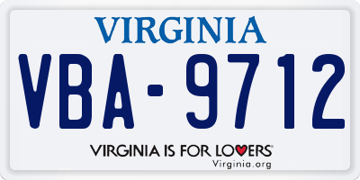 VA license plate VBA9712