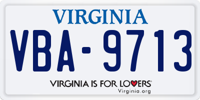 VA license plate VBA9713