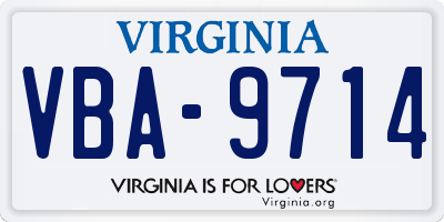 VA license plate VBA9714