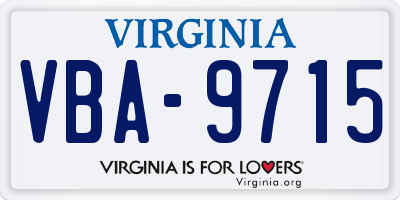 VA license plate VBA9715
