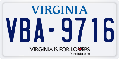 VA license plate VBA9716