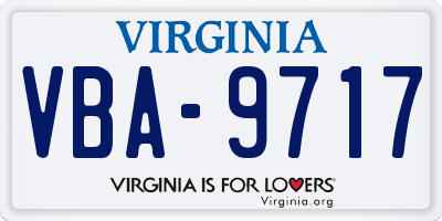 VA license plate VBA9717