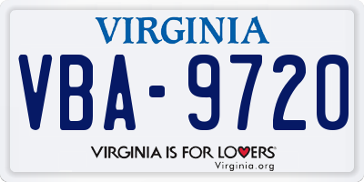 VA license plate VBA9720