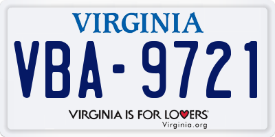 VA license plate VBA9721