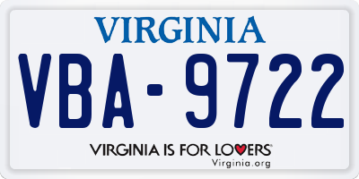 VA license plate VBA9722