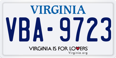 VA license plate VBA9723