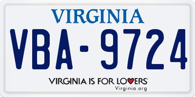 VA license plate VBA9724