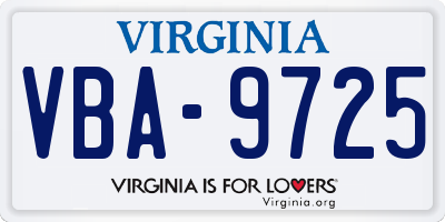 VA license plate VBA9725