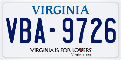 VA license plate VBA9726