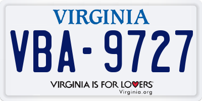 VA license plate VBA9727