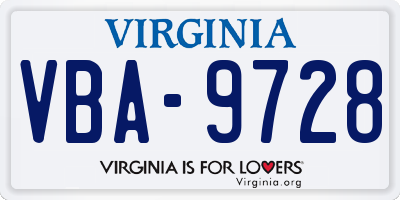 VA license plate VBA9728