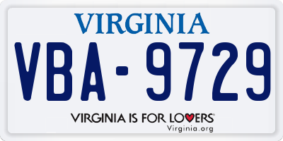 VA license plate VBA9729