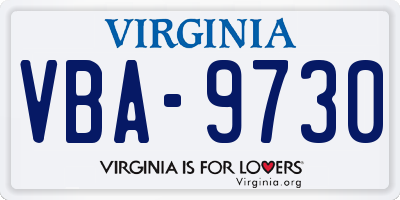 VA license plate VBA9730