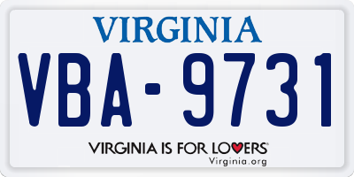 VA license plate VBA9731