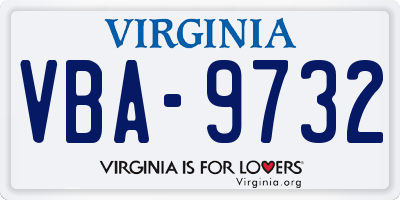 VA license plate VBA9732