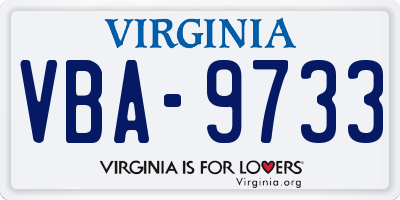 VA license plate VBA9733