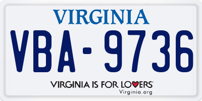 VA license plate VBA9736