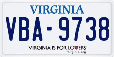 VA license plate VBA9738
