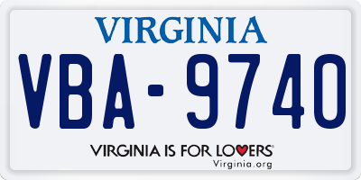 VA license plate VBA9740