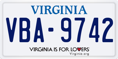 VA license plate VBA9742