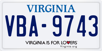 VA license plate VBA9743