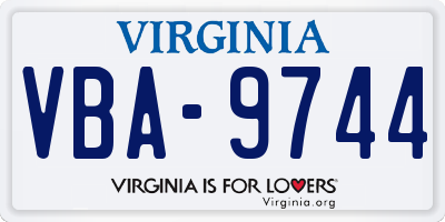 VA license plate VBA9744