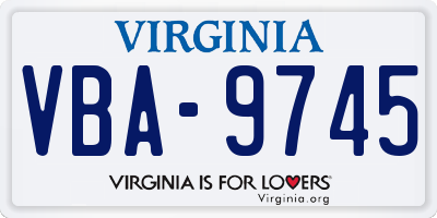 VA license plate VBA9745